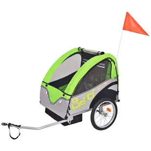 vidaXL Rowerowa przyczepka dla dzieci Szaro-zielona 30 kg - Przyczepki rowerowe - miniaturka - grafika 1