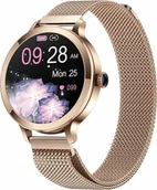 Smartwatch - Veltori VT340-1 Złota Bransoleta + Różowy Pasek Silikonowy - miniaturka - grafika 1