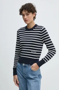 Tommy Hilfiger sweter bawełniany kolor granatowy lekki WW0WW43506 - Swetry damskie - miniaturka - grafika 1