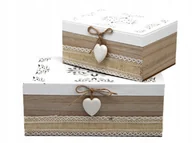 Pudełka i szkatułki - DREWNIANA SZKATUŁKA DEKORACYJNA IDEALNA NA PREZENT KOMPLET 2 SZTUKI - miniaturka - grafika 1