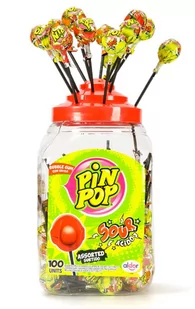 Pin Pop, Lizaki Owocowe Z Gumą, 100 Sztuk - Gumy do żucia, lizaki, dropsy - miniaturka - grafika 1