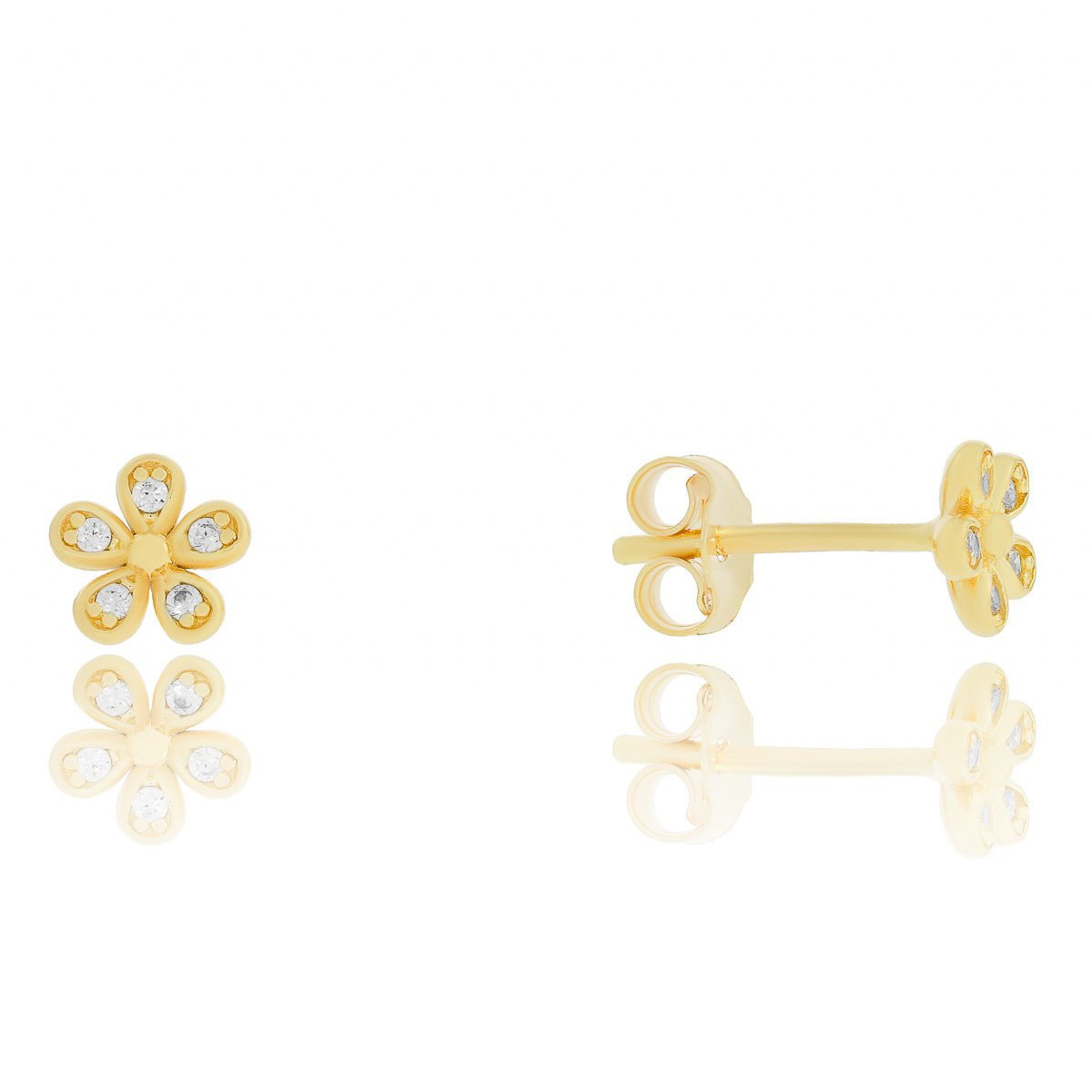 Złote kolczyki kwiatki z cyrkoniami sztyfty pr. 333