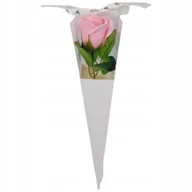 Sztuczne kwiaty - Pachnąca róża mydlana rożku różowa PREZENT na zakończenie roku szkolnego - miniaturka - grafika 1