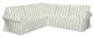 Pokrowce na meble - Dekoria Pokrowiec Ektorp na sofę narożną ecru tło niebieskie paski 240/136 x 82 x 73 cm Avinon 640-129-66 - miniaturka - grafika 1