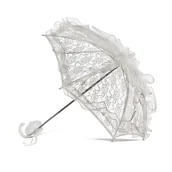 Parasole - Koronkowa parasolka biała Long – elegancki dodatek na komunię i ślub - miniaturka - grafika 1