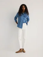 Spodnie damskie - Reserved - Jeansy mom fit slim - złamana biel - miniaturka - grafika 1