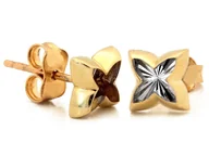Kolczyki - Kolczyki złote 375 na sztyfcie kwiatki błyszczące 1.11g - miniaturka - grafika 1