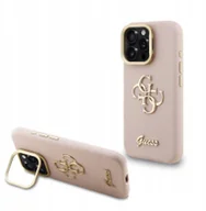 Etui i futerały do telefonów - Etui Guess PU Grained 4G Logo Stand do iPhone 15 Pro Max Różowe Styl i funkcjonalność - miniaturka - grafika 1