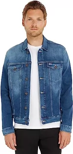 Tommy Jeans męska kurtka dżinsowa Trucker Jacket Stretch, Wilson Mid Blue Stretch, L - Kurtki męskie - miniaturka - grafika 1