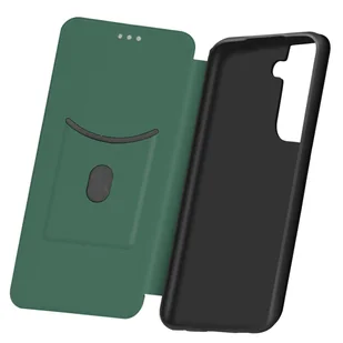 Etui Folio Samsung Galaxy S21 Plus z miejscem na kartę i podstawką Carbon Effect Green - Etui i futerały do telefonów - miniaturka - grafika 1
