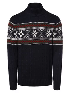 Swetry męskie - Selected - Sweter męski  SLHFlake, niebieski|biały|czerwony - grafika 1
