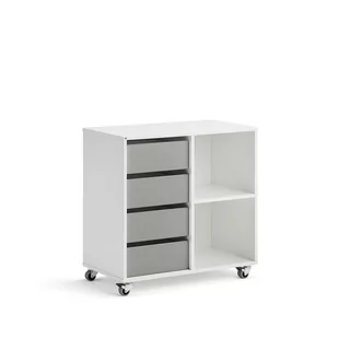 Regał szkolny CASPER, 4 szuflady, 2 przegrody, biały, szary - Meble do szkół i przedszkoli Regał szkolny CASPER, 4 szuflady, 2 przegrody, biały, szary - Meble do szkół i przedszkoli - miniaturka - grafika 1