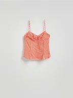 Koszulki i topy damskie - Reserved - Top w kratę vichy - pomarańczowy - miniaturka - grafika 1