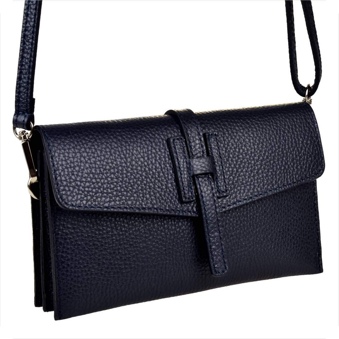 Vera Pelle mała skórzana listonoszka granatowa