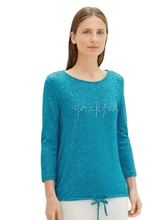 TOM TAILOR T-shirt damski, 32402 - Ever Green Melange, L - Koszulki i topy damskie - miniaturka - grafika 1