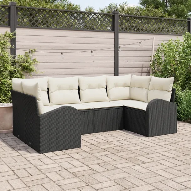 Zestaw 3-Elementowy Modułowy Sofa Ogrodowa, Rattan Czarny-Biały, 360 kg