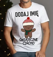 Koszulki męskie - świąteczne ciacho z imieniem - koszulka męska na prezent - biała - miniaturka - grafika 1