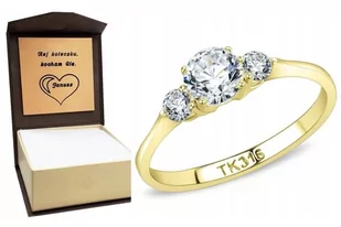 ﻿Złoty pierścionek zaręczynowy SAY YES grawer r. 19 - Obrączki ślubne - miniaturka - grafika 1