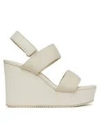 Sandały damskie - Calvin Klein Jeans Sandały Wedge Sandal Webbing In YW0YW01790 Szary - miniaturka - grafika 1