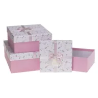 Opakowania i torebki na prezenty - Pudełko prezentowe z kokardą 3szt różowy ROZETTE - miniaturka - grafika 1