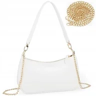 Torebki damskie - Kopertówka damska biała na ramię elegancka torebka wieczorowa do domu - miniaturka - grafika 1