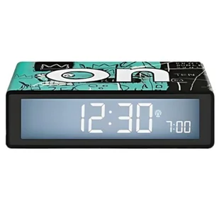 Budzik LEXON Flip+ X JMB LR150BSQ-B Czarno-turkusowy - Wyposażenie pokoiku dziecięcego - miniaturka - grafika 1