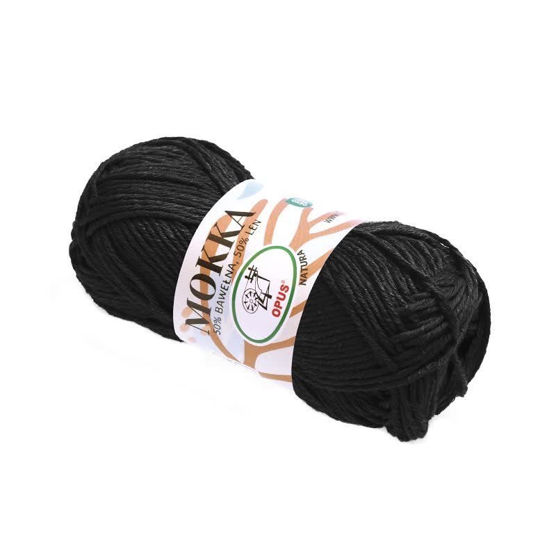 Włóczka Opus Natura Mokka nr 2012 czarna, antyalergiczna len + bawełna 50g
