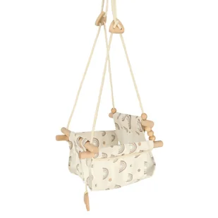 Huśtawka dla dzieci materiałowa drewniana wisząca tęcza - Leżaczki i huśtawki Huśtawka dla dzieci materiałowa drewniana wisząca tęcza - Leżaczki i huśtawki - miniaturka - grafika 6