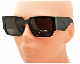 OKULARY DAMSKIE czarne POLARYZACYJNE PRZECIWSŁONECZNE UV Szeroki Zausznik - Okulary przeciwsłoneczne - miniaturka - grafika 1