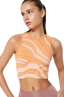 Bluzki damskie - Trendyol Damska bluzka z okrągłym dekoltem, dopasowana, basic, wiązana na szyi, pomarańczowy, XS - miniaturka - grafika 1