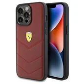 Etui i futerały do telefonów - Ferrari FEHCP15XRDUR iPhone 15 Pro Max 6.7" czerwony/red hardcase Leather Stitched Lines - miniaturka - grafika 1