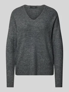 Sweter z dzianiny o kroju regular fit z dekoltem w serek model ‘CREWLEFILE’ - Swetry damskie - miniaturka - grafika 1