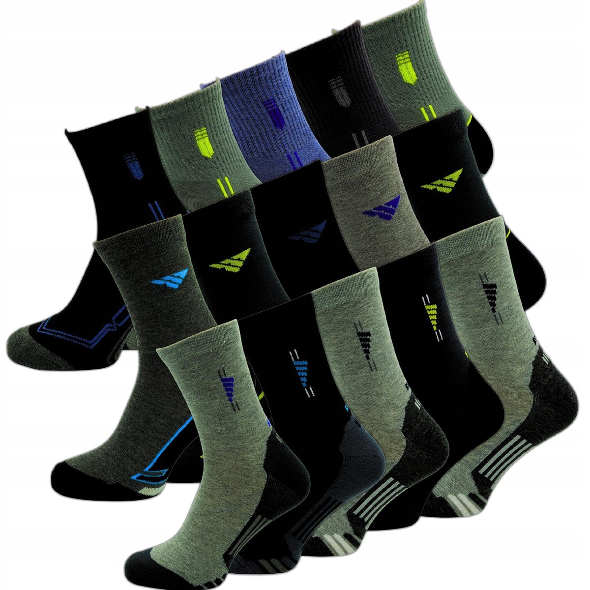 15x SKARPETY DŁUGIE ZA KOSTKE MĘSKIE RÓŻNE WZORY BAWEŁNIANE SKARPETKI 42/46