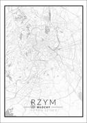 Plakaty - Plakat, Rzym mapa czarno biała, 20x30 cm - miniaturka - grafika 1
