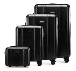 WITTCHEN Classic Line elegancka walizka z wytrzymałego poliwęglanu z pionowym tłoczeniem, zamek TSA, czarny, Kofferset 4tlg, Nowoczesny - Walizki - miniaturka - grafika 1