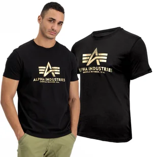 Koszulka Alpha Industries Basic Foil Print 100501FP 583 - Czarna/Złota - Odzież taktyczna i umundurowanie - miniaturka - grafika 1