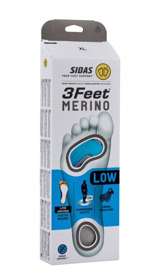 Sidas WkŁadki 3feet merino low niebieski WKŁADKI WINTER 3FEET MERINO LOW L