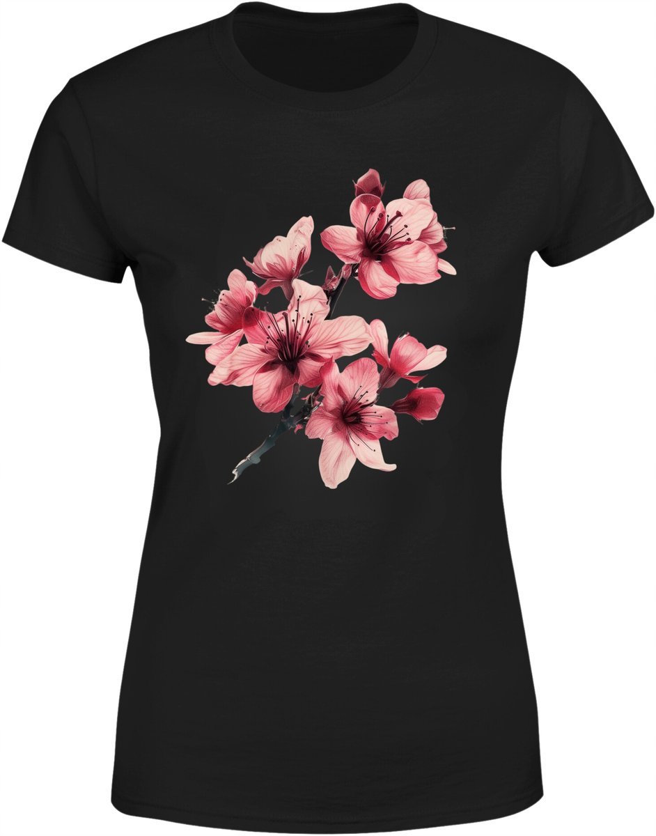 Koszulka damska kwiatowa piękna kwitnąca gałązka kwiatów T-shirt damski