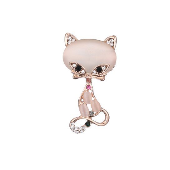Broszka kot damska z kamieniem ozdobna