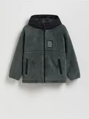 Kurtki i płaszcze dla chłopców - Reserved - Kurtka sherpa - ciemnozielony - miniaturka - grafika 1