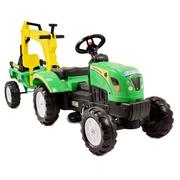 Jeździki dla dzieci - Super-Toys Traktor Na Pedały Z Przyczepą I Koparką Tr3007 TR-3007-ZIELONY - miniaturka - grafika 1