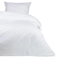 Pościel - Poszwa hotelowa 160x200 biała adamaszkowa na zakładkę paski 2 cm - miniaturka - grafika 1