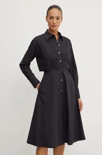 Karl Lagerfeld sukienka bawełniana kolor czarny midi rozkloszowana 245W1303 - Sukienki - miniaturka - grafika 1