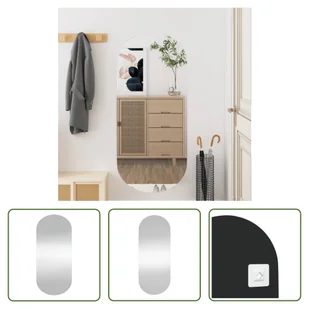 The Living Store Lustro ścienne 40x90 cm szklane owalne - Lustra - miniaturka - grafika 1