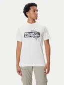 Koszulki męskie - Jack Wolfskin T-Shirt Brand T A64116 Écru Regular Fit - miniaturka - grafika 1