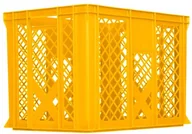 Pojemniki przemysłowe - Artech Pojemnik transportowy EURO 410, dno i ścianki ażurowe, wym. 600 x 400 x 410 mm żółty - miniaturka - grafika 1