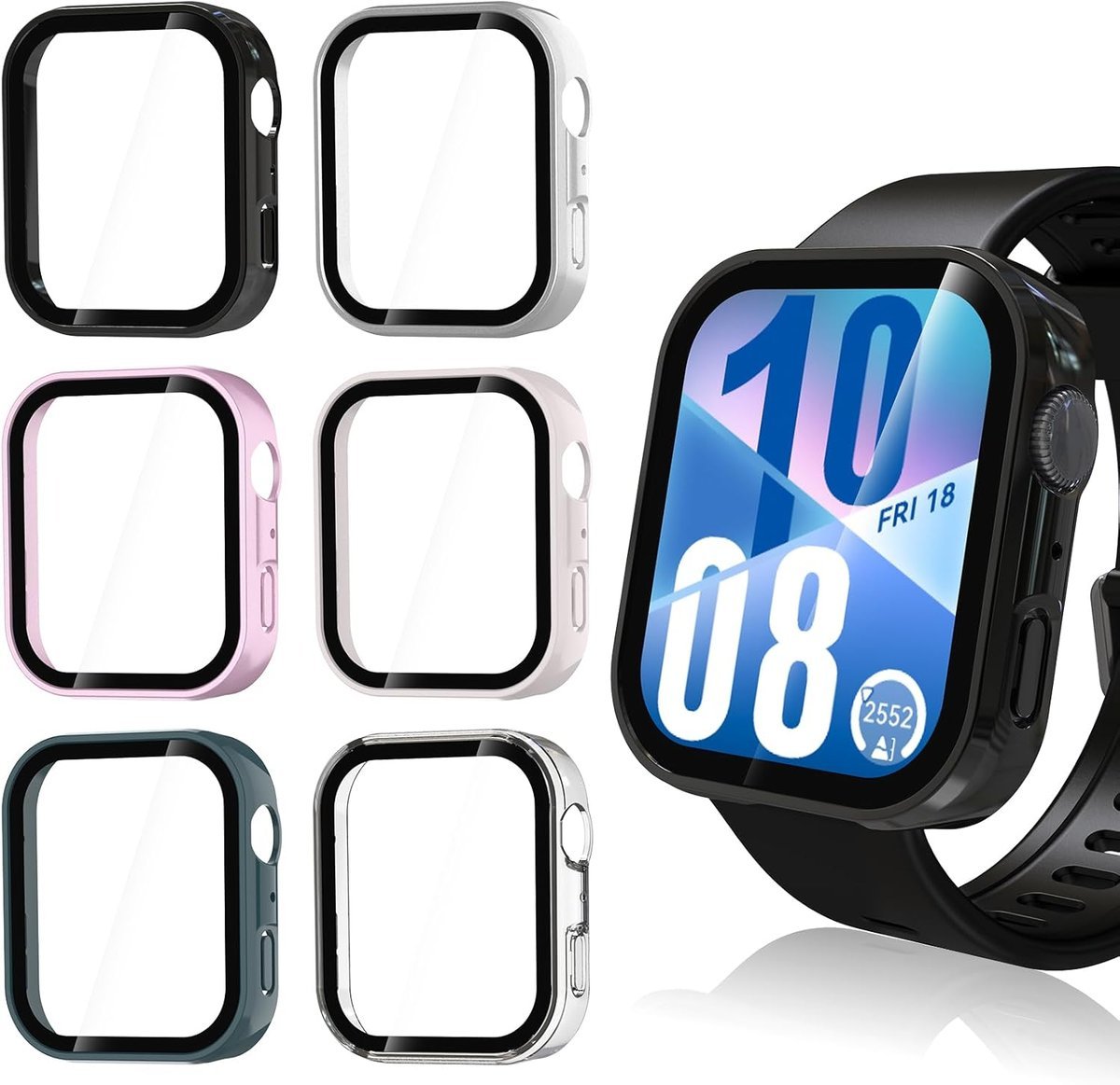 WD&CD 6 sztuk etui na PC, kompatybilne z Huawei Watch FIT 4, twarde etui PC z osłoną ekranu ze szkła hartowanego, odporne na zarysowania, wstrząsood..