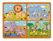 Układanki dla dzieci - WOODY Układanka safari - zwierzęta z małymi WD91914 - miniaturka - grafika 1