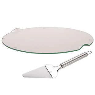 Taca szklana patera na ciasto OKRĄGŁA 34cm łopatka 153703 - Tace i patery - miniaturka - grafika 1