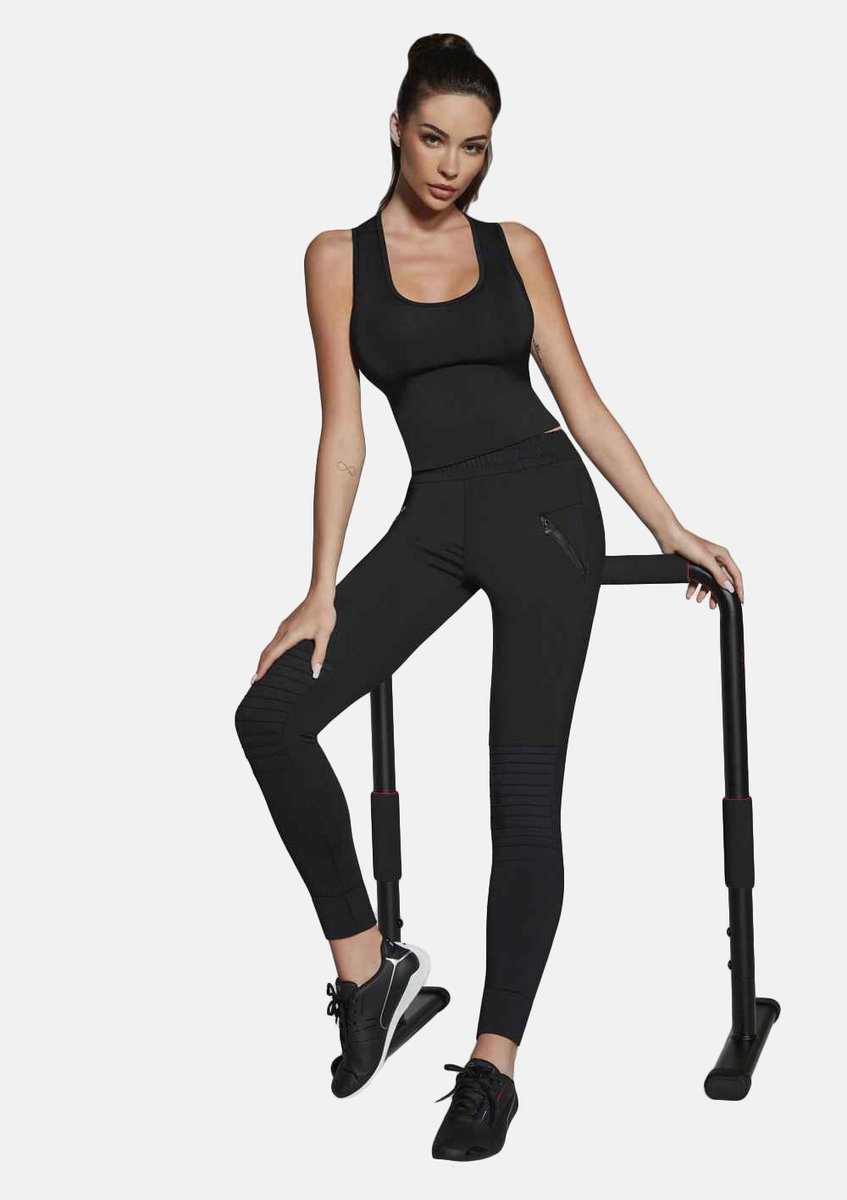 Legginsy MOVEMENT z przeszyciami na kolanach i kieszeniami, Bas Bleu